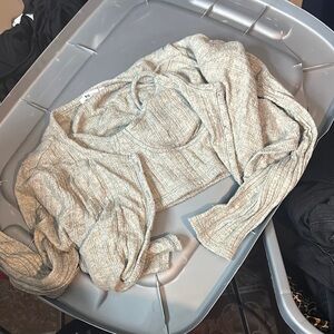 Cozy Gray Knit Cardigan Sweater